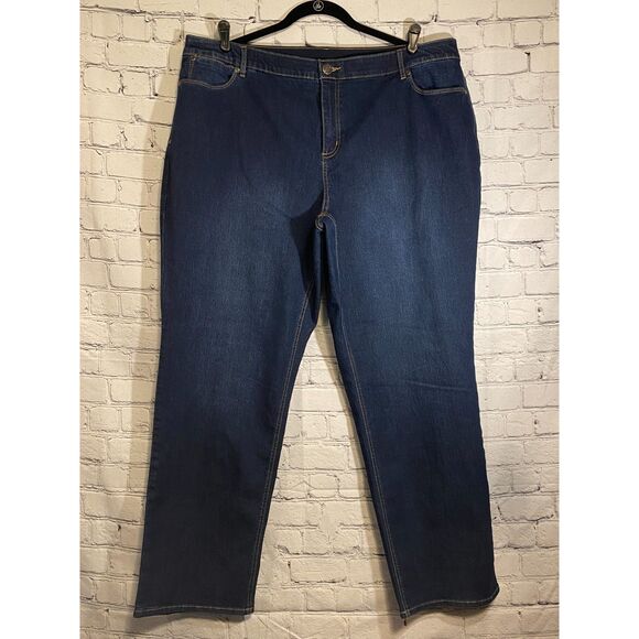 CJ Banks Women's Straight Leg Jeans Size 20W Dark Wash - Picture 1 of 9